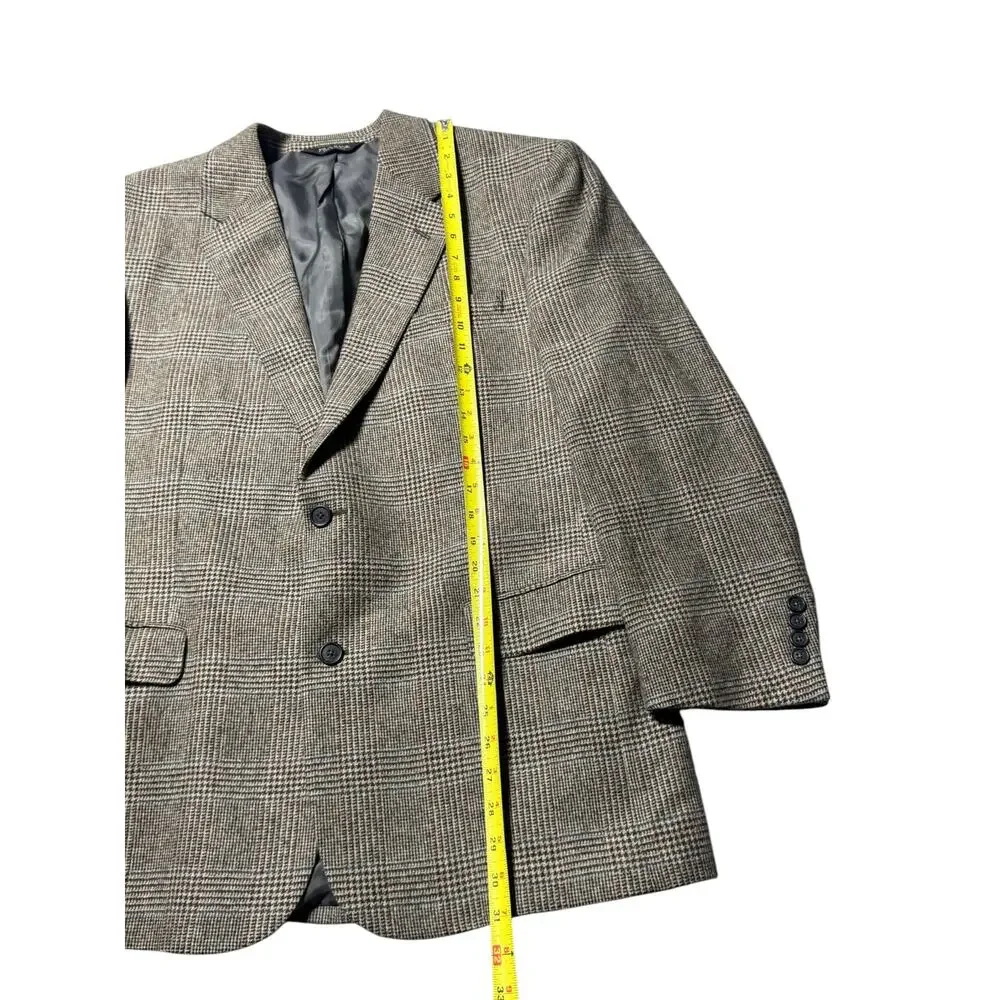 Jos. A. Bank Blazer Mens 44R Brown Gray Plaid Executive Sport Coat Camel Hair